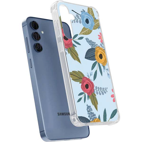 Blue Fall Flowers Galaxy A35 5G Clear Case